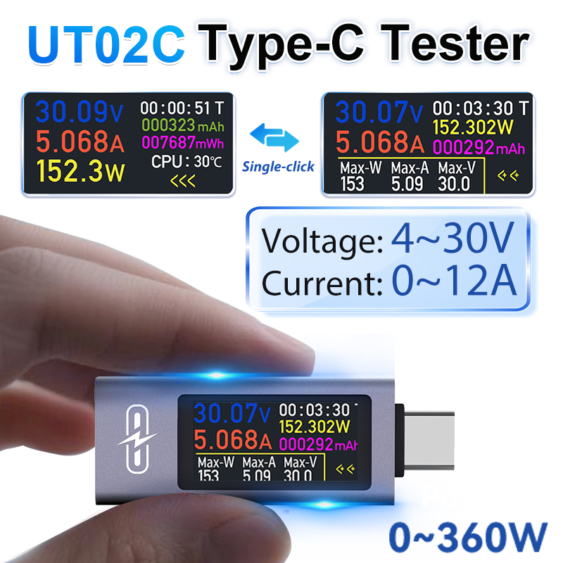 UT02C USB Color Screen Type-C  - Power Supply Tester review and price